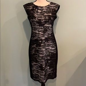 Black And White Stretchy Dress With Color Block
